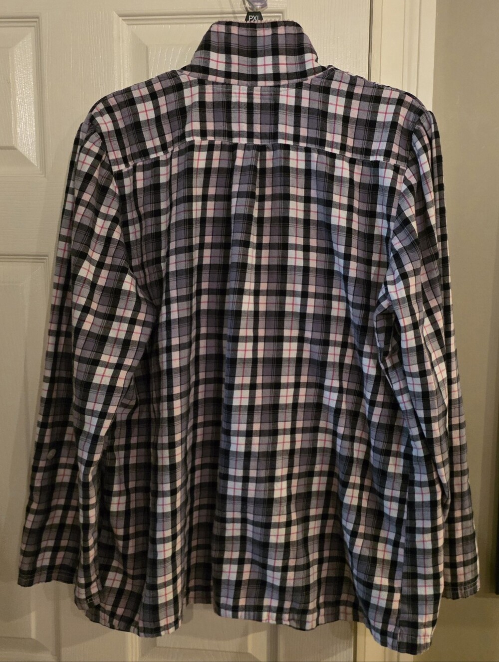 Victoria's Secret Black White Pink Plaid Pajama Set Long Sleeve Button Pants XL - Picture 2 of 16